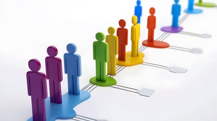 hiring pipeline visual diagram with diverse candidates,