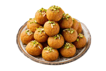 Delicious motichoor ladoo indian sweets platter