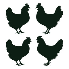 Vector Chicken Silhouettes – Rooster and Hen Clipart for DIY and Printables