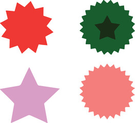 star round sticker tag icon shape set 