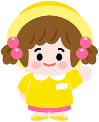 a girl in a yellow kindergarten uniform(illustration)