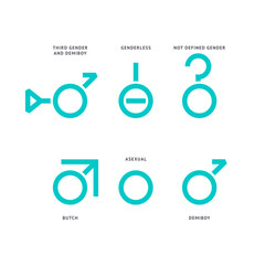 LGBTQ gender set symbols, sexual orientation icons