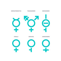 LGBTQ gender set symbols, sexual orientation icons