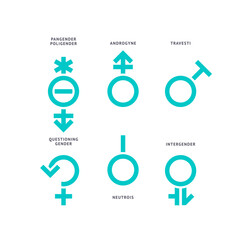 LGBTQ gender set symbols, sexual orientation icons