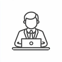 Business Professional Working on Laptop Icon Digital Workspace Illustration