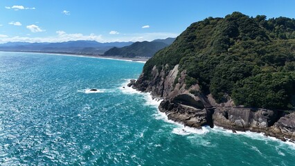Aerial view of ONIGAJO; a part of world heritage of unique rocky area in Mie prefecture of Japan