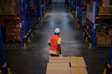 Logistics employees are working warehouse.