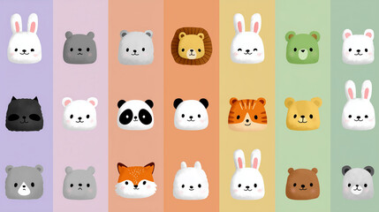 Obraz premium creative illustration background of cartoon animal toy icon