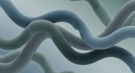 Obraz premium Abstract Wavy Lines Illustration in Soft Blue and Gray Tones