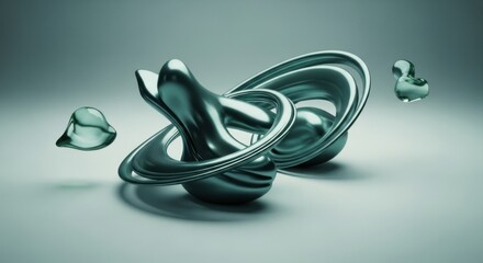 Fototapeta premium Abstract Metal Shapes Art Installation with Shiny Surface