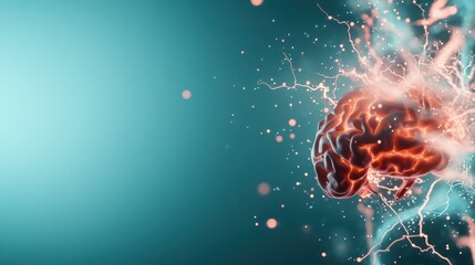 A vivid representation of a brain surrounded by electrifying energy, illustrating the power of human thought, creativity, and the complexities of the mind in a modern visual manner.