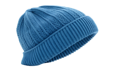 blue wool cap , Blue Knitted Hat isolated on transparent background