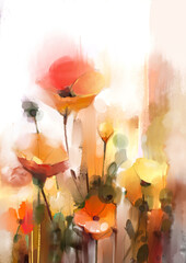 Abstract colorful watercolor painting of spring flower. Hand painted brush stroke on paper texture. Illustration artwork, water color painting floral for background. Modern art paintings flowers