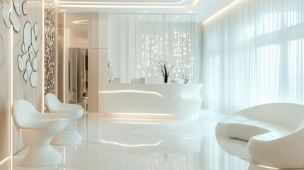 Dermatology and beauty clinic treatment Interior decoration for VIP customers by expert dermatologists. Beauty salon, spa, massage with equipment to to help relax, physiotherapy, relaxing massage.