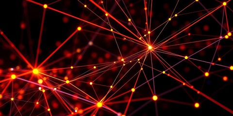 Abstract network of interconnected data points visualized as bold lines forming geometric patterns,  information,  system