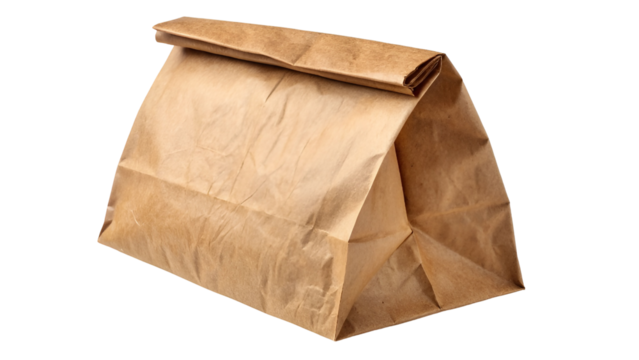brown paper tiffin bag isolated on transparent background