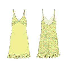 Women chiffon slip nightwear in editable vector file. 