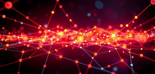 Abstract network nodes & glowing lines, representing AI-driven data flow optimization,  abstract,  artificial