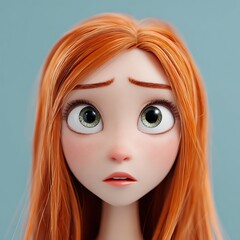 Fototapeta premium Closeup of a beautiful blond woman with long straight red hair, glamour makeup, and healthy skin in a studio setting
