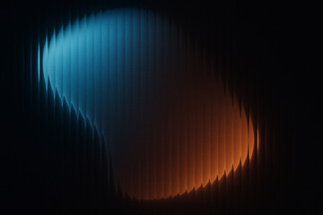 Red Slatted Glass Background. Ribbed gradient in black background.