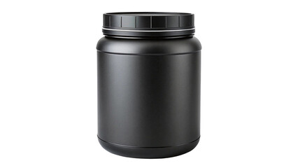 Black plastic supplement jar mockup isolated