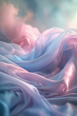 Obraz premium Dreamy pastel fabric background with soft flowing textures and cinematic light