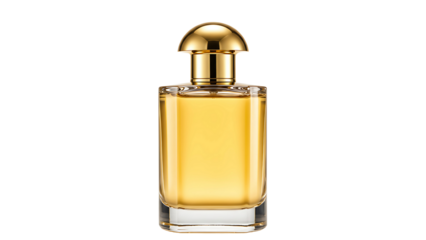 Elegant gold perfume bottle with amber liquid