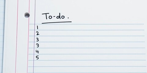 A small, lined notepad with numbered to-do list, ready for writing,   diary,   productivity