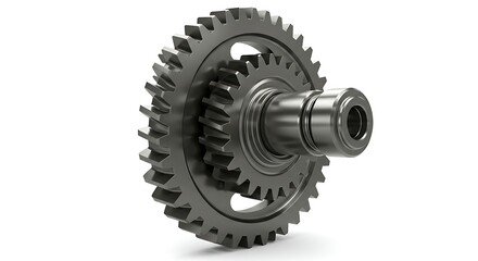 Interlocking Metal Gears on White Background: Industrial Precision