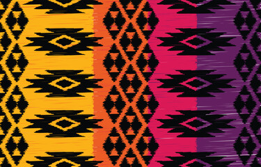 Geometrics Ikat ethnic design.Ikat seamless pattern in tribal, folk embroidery abstract wave art. ornament print. Ikat Design for wallpaper,carpet, clothing, fashion, fabric
