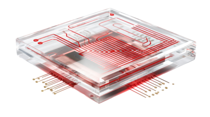 Nano Computer Chip with Transparent Layers on Transparent Background

