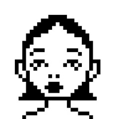 set of pixel girls faces