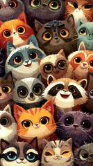 creative background with colorful cartoon animals