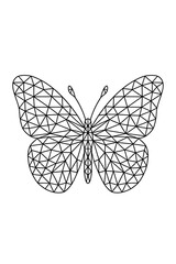 Geometric low poly butterfly line art illustration