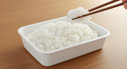 Instant rice pack served in plastic container