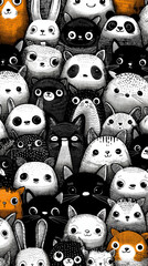 creative background with colorful cartoon animals