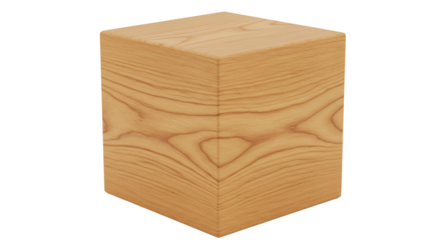 Light brown wooden block isolated on transparent background
