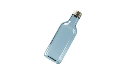 Empty glass bottle with silver cap mockup