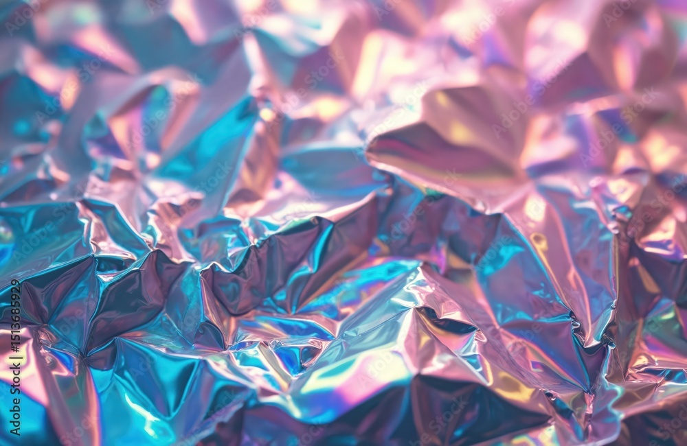 Aufkleber abstract background with iridescent holographic texture. crumpled wrinkled foil paper or fabric with