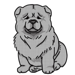 チャウチャウ　白黒　仔犬　犬のイラスト　chow chow	
