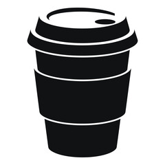disposable coffee cup. A high-contrast, silhouette graphic of a disposable coffee cup with a lid and sleeve.