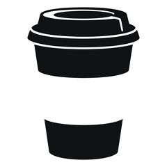 disposable coffee cup. A high-contrast, silhouette graphic of a disposable coffee cup with a lid and sleeve.