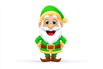 Obraz premium Jolly Green Gnome Festive Cheer - A cheerful gnome, symbolizing joy, festivity, happiness, winter holidays, and goodwill. He's perfect for greeting cards and festive designs
