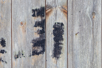 Weathered Wood Planks with Faded Black Paint