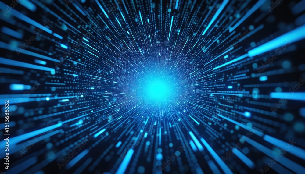 Leinwandbilder illustration of digital technology background. binary code flies through a vortex. data stream, netw