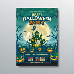 happy halloween party flyer template design