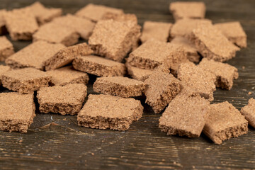 cut soft and durable material that is obtained from the bark of a cork tree, close up
