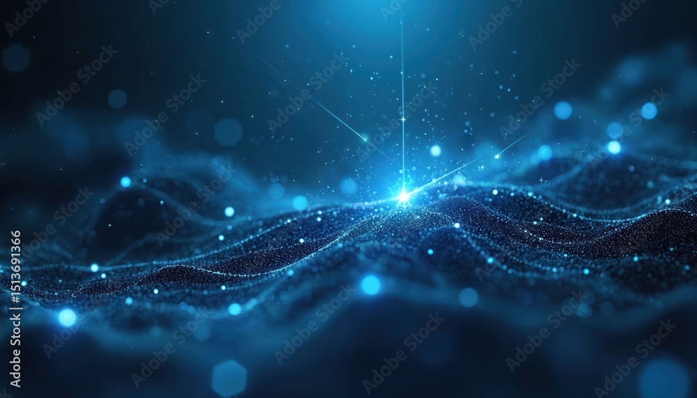Leinwandbilder abstract illustration of quantum computing system. cyber network grid, connected particles, artifici