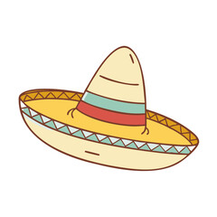 Cartoon Sombrero with Colorful Stripes, a Festive Symbol of Mexican Culture