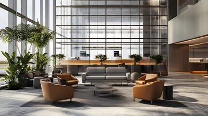 Fototapeta premium indoor terminal zone with refined details and glass enclosure,